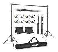 EMART 2,4m x 3m Kit de Sistema de Soporte de Fondo Ajustable con 8 Pinzas y 2 Bolsas de Arena para Retrato, Fotografía de Productos y Grabación de Video