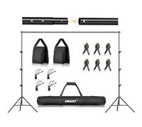 EMART 2,6 m x 3 m Soporte de Fondo para Fotografía Ajustable Foto Estudio con 6 Pinzas y 2 Bolsas Arena para Retrato, Fotografico de Productos y Grabación de Video