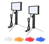 EMART 2PCS Kit Iluminación Fotografía Portátil, 5600k 60 Focos Fotografia LED Luz de Video con Mini Trípode Ajustable y Filtros de Color para Fotografía Mesa, Videografía, Zoom
