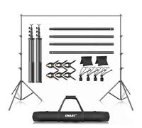 EMART 3 m x 3,6 m Kit de Soporte de Fondo de Fotografía, Sistema de Telón de Fotográfico de Estudio de Video Ajustable para Photo Booth Muselina