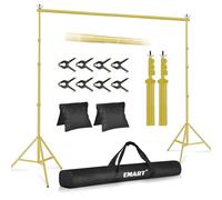 EMART 3m x 3m Kit de Sistema de Soporte de Fondo Dorado Ajustable con 8 Pinzas y 2 Bolsas de Arena para Retrato, Fotografía de Productos y Grabación de Video-Dorado