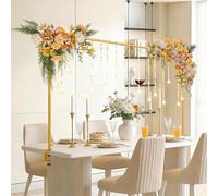 EMART Barra decorativa para mesa de 85 - 260 cm, de metal, arco de mesa ajustable con pinzas, soporte de arco de mesa dorado, para Navidad, boda, decoración de fiestas