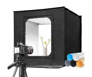 EMART Caja de Luz para Fotografía 50x50cm, Focos de 3 Colores y 5 Fondos de Productos para Alimentos, Joyas, Fotográfico de Estudio