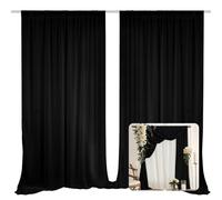 EMART Cortinas de Fondo, Fondo Fotografia Negro 1,5 x 2 m (Dos) de Gasa para Decoraciones de Escenarios, Fiestas, Bodas y Fotografías de Cumpleaños