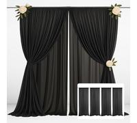 EMART Cortinas de Fondo, Fondo Fotografia Negro 1,5 x 3 m (Cuatro) de Gasa para Decoraciones de Escenarios, Fiestas, Bodas y Fotografías de Cumpleaños