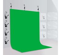 EMART Fondo de pantalla verde de 2,6 x 3 m, montaje en pared, tela de telón de fondo GreenScreen para transmisión de zoom, fondo de tela de poliéster para video fotográfico, cortina croma virtual para