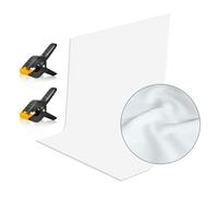 EMART Fondo Fotográfico Blanco, 1,5 x 2 m Poliéster Fondo Plegable con 2 Pinzas de Resorte para Estudio Fotográfico y de Vídeo, Fotografía de Retratos, Fotografía de Moda