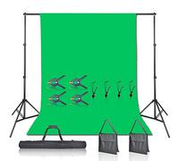 EMART Telón de Fondo de Pantalla Verde con Kit de Soporte, 2 x 3 m, Soporte de Fondo de fotografía con 6 x 9, 100% Muselina de algodón, Pantalla Verde Chromakey para Estudio de fotografía, Video,