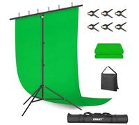 EMART Green Screen con Soporte, Fondo de 2 x 2 m y Soporte con Pantalla Verde de 1,5 x 2 m para Estudios de Fotografía y Vídeo, Vídeos de Televisión, Streaming de Videojuegos