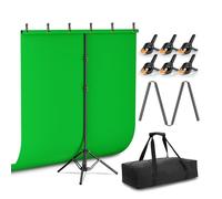 EMART Green Screen con Soporte, Fondo de 2 x 3 m y Soporte con Pantalla Verde de 2 x 2 m para Estudios de Fotografía y Vídeo, Vídeos de Televisión, Streaming de Videojuegos