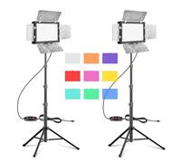 EMART Iluminación LED para fotografía, luz de estudio con soporte de trípode ajustable de 53 pulgadas y 9 filtros de color, 4 deflectores, para grabación de video, transmisión de juegos, YouTube, 2