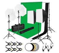 EMART Kit de Estudio Fotográfico, Sistema de Soporte de 2,6M x 3M con Softbox Set Reflector Fondo Fotográfico, Kit de Iluminación de 800W 5500K, para Fotografía de Retrato y Video