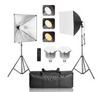 EMART Kit de iluminación Softbox, 2 paquetes de luz de estudio fotográfico de 50 x 50 cm con bombillas LED de 85 W, regulable de 3000 K-6000 K para retratos, sesiones de fotos, transmisión en vivo