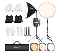 EMART - Kit de luz para Saco de Arena de 65 cm de diámetro con 2 Bombillas LED de 135 W con Control Remoto, 3000-6500 K, Kit de iluminación de fotografía para