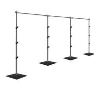 EMART Kit de sistema de soporte de fondo ajustable resistente con base de acero para fotografía, soporte de fondo para fiestas, cumpleaños, estudio de video, color negro