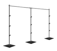 EMART Kit de sistema de soporte de fondo ajustable resistente con base de acero para fotografía, soporte de fondo para fiestas, cumpleaños, estudio de video, color negro