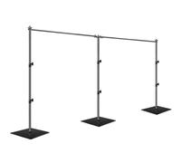 EMART Kit de sistema de soporte de fondo ajustable resistente de 7 x 20 pies (alto x ancho) con base de acero para fotografía, soporte de fondo de fotos para fiestas, cumpleaños, estudio de video,