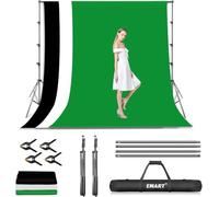 EMART Kit de Sistema de Soporte Fondo Fotografico, 2,6x3m Soporte Fondo Fotografico Ajustable con 3 Fondos para Retrato, Fotografia Productos y Grabación Video