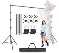 EMART Kit de Soporte para telón de Fondo de Fotos, 2,4 x 3 m (Alto x Ancho), Sistema de Soporte de Fondo de fotografía Ajustable para Estudio de Video, Cabina fotográfica, Marco de Soporte Trasero