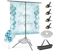 EMART Kit de Soporte portátil para telón de Fondo en Forma de T de 1,5 m de Ancho, 2,6 m de Alto, Soporte de Fondo Ajustable para fotografía, Kit de Soporte de Fondo pequeño para Fiestas, pancartas,