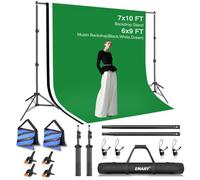 EMART Kit Sistema de Telón de Fotográfico 2x3m con 3 Fondos de Muselina