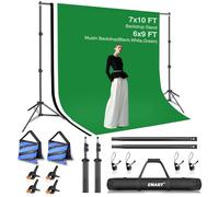 EMART Kit Sistema de Telón de Fotográfico de 2m×3m con Fondos de Muselina de 1.8x2.8m (Negro, Blanco y Verde) para Retrato de Producto Fotografía de Vídeo
