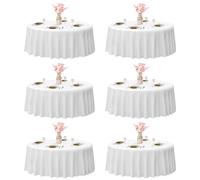EMART Mantel Redondo Blanco 6 Paquetes, Mantel De Poliéster De 120 Pulgadas/ 304cm Resistente A Manchas Y Lavable para Decoración De Bodas, Bodas, Fiestas, Banquetes