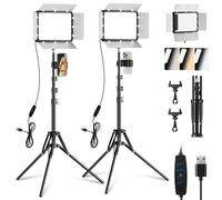 EMART Panel Luz LED de Video Set 2 Pack, Luz de Video con Trípode 25 * 20 cm, Video Light 2800K-7000K Regulable 15W para Streaming en Directo, Youtube, Vlogs, Grabaciones, Maquillaje