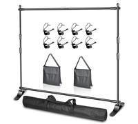 EMART Panel Publicitario 3 x 2,4 m, Soporte de Exhibición de Tubo Telescópico Ajustable, Kit de Sistema de Fondo para Cabina de Fotografía Profesional