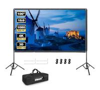 EMART Pantalla de Proyección con Soporte 100 Pulgadas, 16:9 4K HD Tela para Proyector de Doble Cara Adecuada para Ver Películas En Interiores, Reuniones y Eventos Al Aire Libre