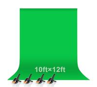 EMART Pantalla Verde 3 x 3,6 m, Fondo Fotográfico 100% Muselina, Tela de Fondo Fotográfico Verde con 4 Pinzas de Resorte para Vídeo, Retratos y Sesiones Fotográficas