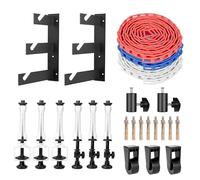 EMART Pared de Fondo de Rodillo, Sistema de Soporte de Fondo Manual de Montaje en Pared,Incluye 3 Rodillos, 2 Ganchos Triples, 6 Varillas Telescópicas, 3 Cadenas, 8 Tornillos de Fijación y 3 Ganchos