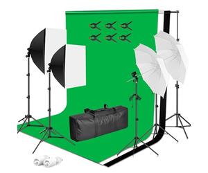 EMART Sistema de soporte de fondo, kit de iluminación de caja de luz de 3 colores para fotografía, estudio fotográfico, grabación de video, retrato de producto