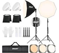 EMART Softbox 65 cm, Caja de Luz Diámetro Kit de Iluminación LED Regulable 135 W 3000-6500 K para Fotografía, Vídeo, Retratos de Estudio, Retransmisiones en Directo