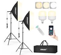 EMART Softbox Iluminación Kit Fotografía, Foco Fotografía 50 x 70 cm, Softbox per Studio Fotografico Equipo Bombilla LED de 50W (3000K-6000K), para Estudio Fotográfico,Grabación de Vídeo (2 Pack)
