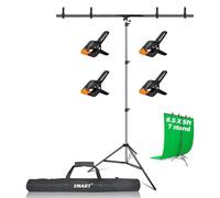 EMART Soporte de Fondo 1,5x2,6m en Forma T con 4 Pinzas de Resorte y 1 Bolsa de Transporte para Estudio de Video, Fotografía