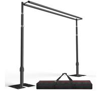 EMART Soporte de Fondo 3x3m, Grande Sistema de Arche de Mariage Réglable Ajustable con Doble Barra para Decoración de Bodas, Cumpleaños, Fiestas, Banquetes - Negro