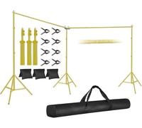 EMART Soporte de Fondo 6x2,1m Dorad Soporte Fondo Fotográfia Ajustable