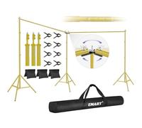 EMART Soporte de Fondo, 6x2,1m Gran Sistema de Fondo Foto Ajustable con Rotulador 308°, Soporte para Estudios Foto, Bodas, Cumpleaños, Decoraciones de Feria - Dorado