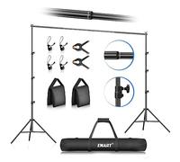 EMART Soporte de fondo ajustable para estudio fotográfico de 10 x 9 pies (ancho x alto) con 2 barras transversales, 2 abrazaderas de telón de fondo, 2 bolsas de arena y bolsa de transporte para