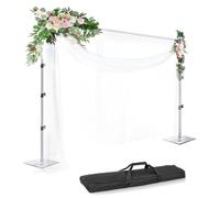 EMART Soporte de Fondo fotográfico con Base de Acero, 2.6m x 3m Sistema de Fondo Ajustable para fotografía Video Estudio Retrato Fiesta decoración-Plata