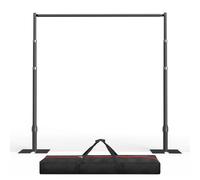 EMART Soporte de Fondo Fotográfico Heavy Duty 3x3M, Sistema de Travesaño y Drapeado, Estructura Metálica Ajustable con Base Plana para Bodas y Fiestas de Cumpleaños - Negro