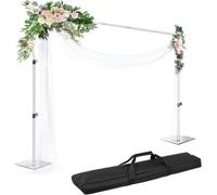 EMART Soporte de Fondos con Base 2 x 3m, Sistema de Telón Fotográfico Ajustable para Fotografía, Estudio de Vídeo, Decoración de Fiestas - Plata