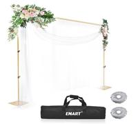 EMART Soporte de Fondos con Base 2 x 3m, Sistema de Telón Fotográfico Ajustable para Fotografía, Estudio de Vídeo, Decoración de Fiestas - Dorado