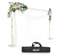 EMART Soporte de Telón de Fondo 2,6x3m Kit de Sistema de Soporte de Telón de Fondo Ajustable con Base de Acero para Fotografía, Fiestas,Estudios de Vídeo - Oro