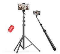 EMART Soporte de trípode para teléfono celular de 52 pulgadas para iPhone, soporte ajustable para teléfono celular con control remoto, portátil, compacto, palo selfie de viaje para grabación de video,