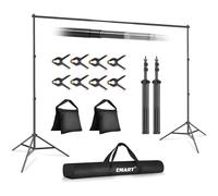 EMART Soporte Fondo Fotográfico 2mx3m, Kit de Sistema de Soporte de Fondo Ajustable con 8 Pinzas y 2 Bolsas de Arena para Retrato, Fotografía de Productos y Grabación de Video