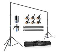 EMART Soporte Fondo Fotográfico de 3x3,6m, Sistema de Soporte para Fondo Ajustable con 6 Pinzas para Fondo y Bolsa de Transporte para Estudio Fotográfico, Retratos, Productos, Vídeos, Fiestas, Bodas