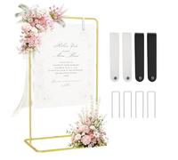EMART Soporte para placa de bienvenida de boda, 172 × 78 × 50 cm, soporte para placa de boda con 4 cintas para colgar de piel y 4 anclajes al suelo, adecuado para baby shower, graduación y