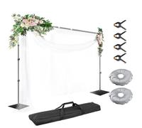 EMART Soporte para telón de Fondo, 3 x 3 m de Ancho, Ajustable, Postes de Soporte para Fondo de fotografía con Base Plana Resistente, Tubo de Acero de Metal fotográfico y Kit de Marco de Cortina para